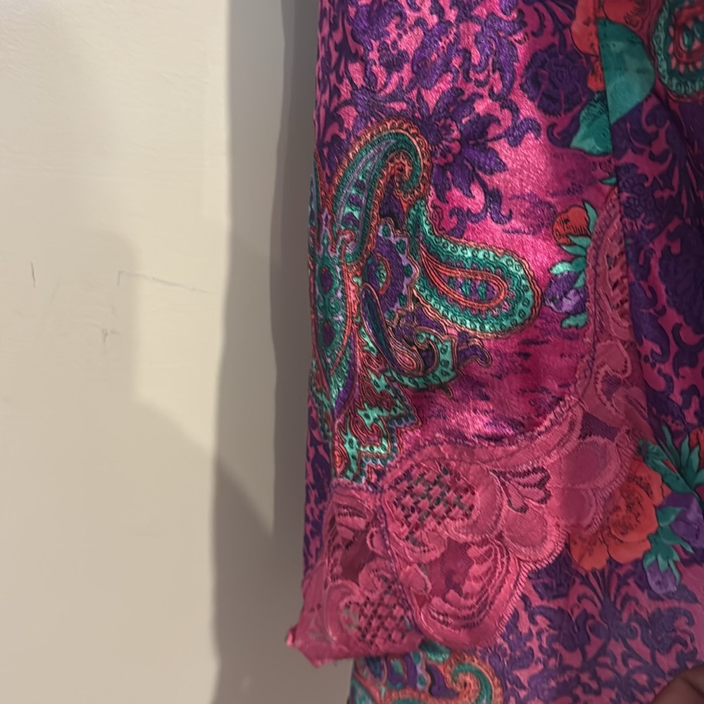 VTG Victoria Secret Gold Label Floral Lace Trim Satin Chemise dress size large - Picture 10 of 12